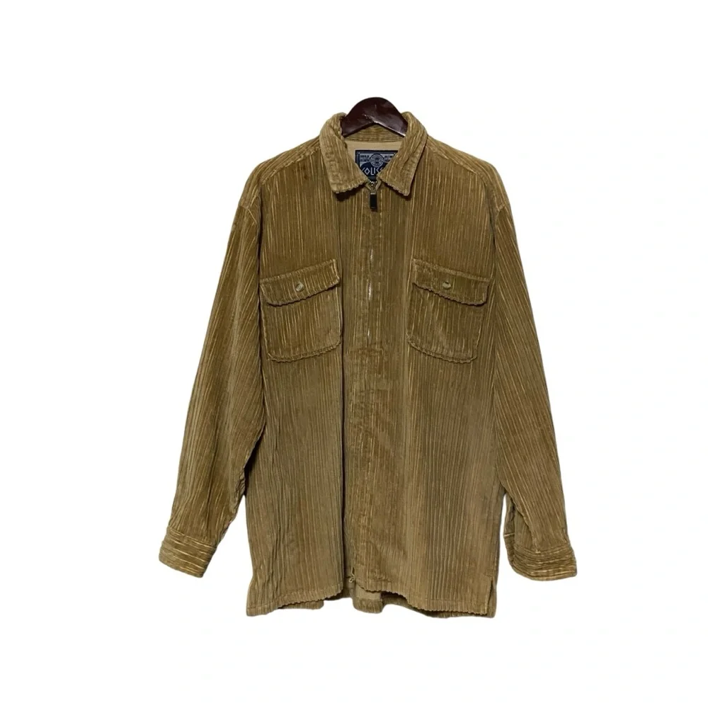 Vintage Mocha Corduroy Zip Up Shacket Oversized Baggy Jacket Streetwear XL